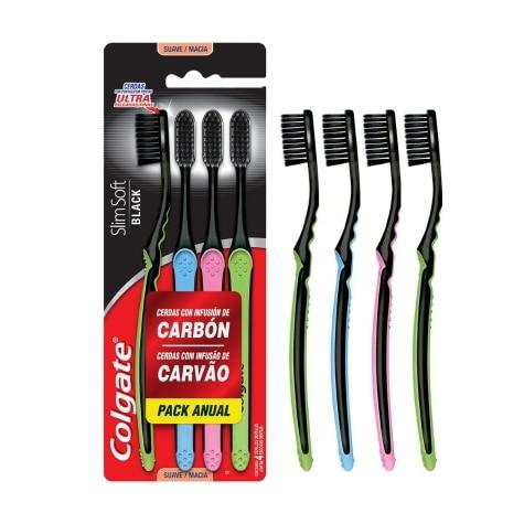 Escova de Dente Colgate Slim Soft Black com 4 Unidades - Imagem 1