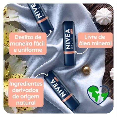 Hidratante Labial Nivea Hidra Color 2 em 1 Nude 4,8g - Imagem 3