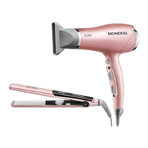 Conjunto Especial Secador + Prancha Mondial Golden Rose Line KT-83 127V - Imagem 2