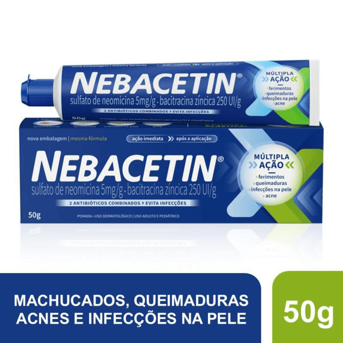 Nebacetin Pomada 5mg + 250UI 50g - Imagem 2
