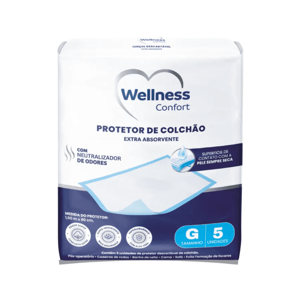 Protetor De Colchao Wellness Tam G 5 Unidades 0,80X1,50 M - Imagem 1