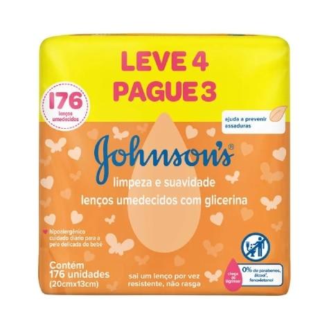 Lenços Umedecidos Johnsons Baby Limpeza e Suavidade 176 Unidades - Imagem 1