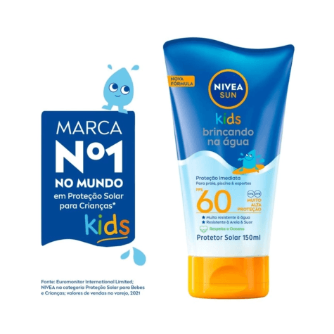 Protetor Solar Facial e Corporal Nivea Sun Kids Brincando na Água FPS60 150ml - Imagem 3