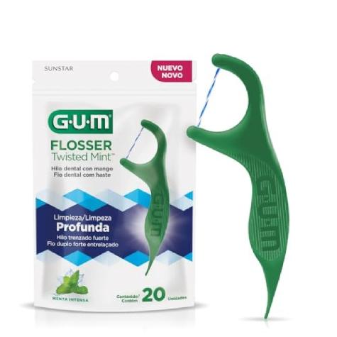 Fio Dental com Cabo GUM Flosser Twisted Mint 20 unidades - Imagem 1