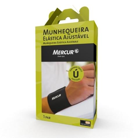 Munhequeira Elástica Ajustável Mercur Preta Tamanho Único 1 Par - Imagem 1