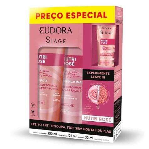 Kit Siàge Eudora Nutri Rosé Shampoo 250ml + Condicionador 250ml + Leave In 30ml - Imagem 1