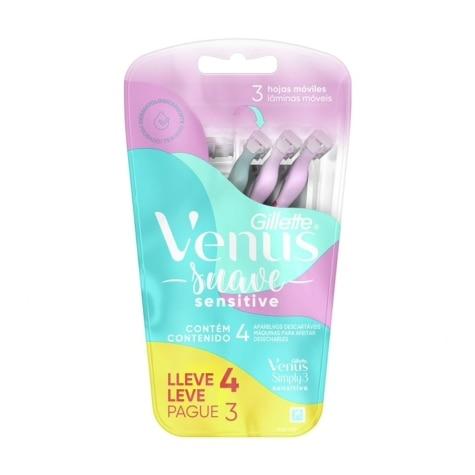 Aparelho de Depilar Gillette Venus Suave Sensitive Leve 4 Pague 3 Unidades - Imagem 1