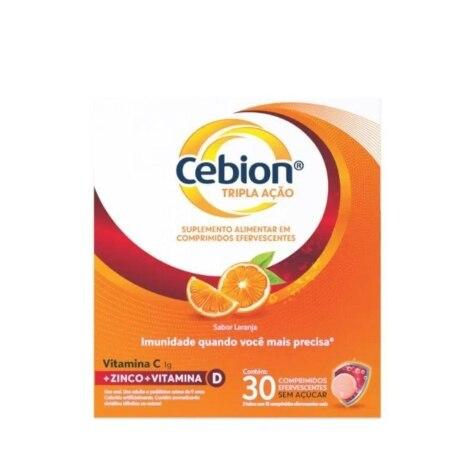 Cebion Tripla Ação Sabor Laranja 30 Comprimidos Efervescentes - Imagem 1