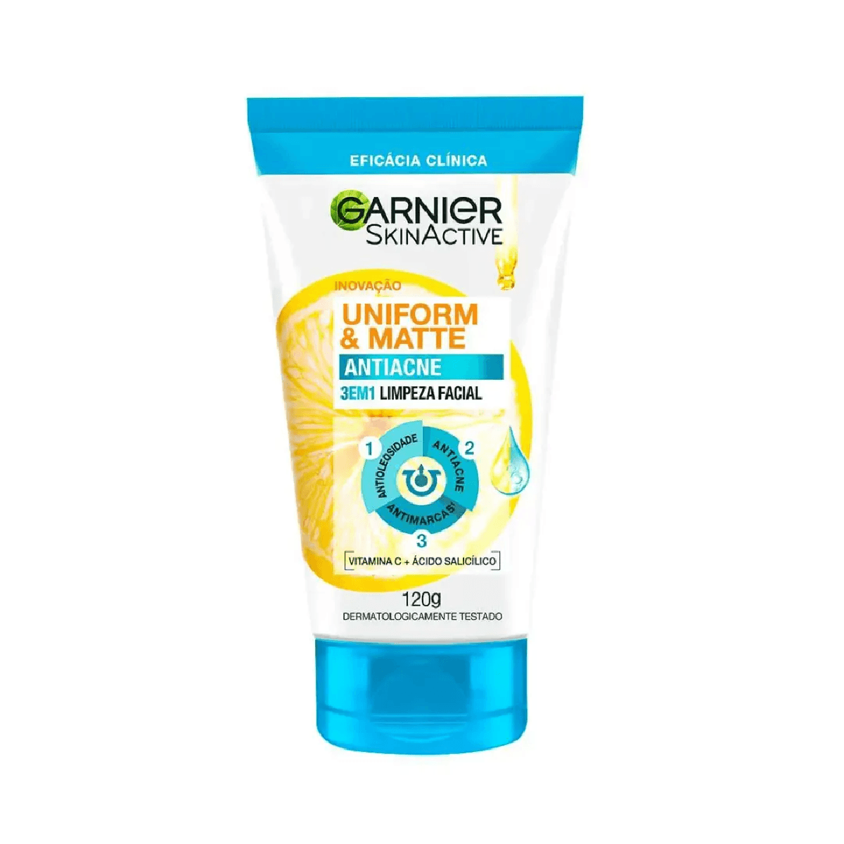 Esfoliante Garnier Uniform & Matte Antiacne 3 em 1 Limpeza Facial 120g - Imagem 1