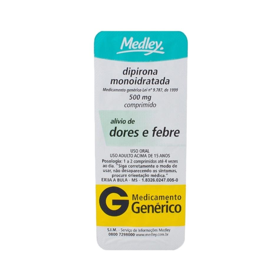 Dipirona 500mg 10 Comprimidos Medley Genérico