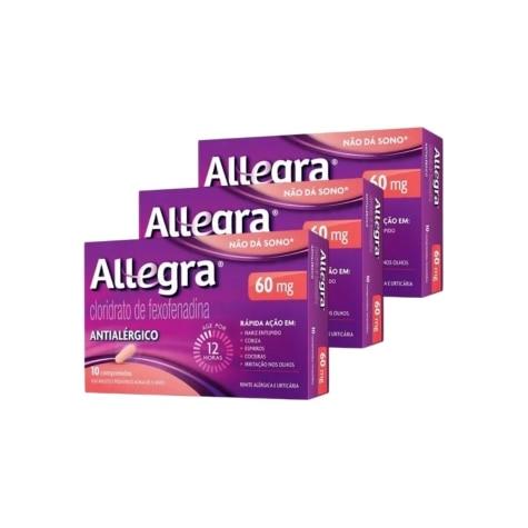 Kit 3 Unidades Allegra 60mg 10 Comprimidos Revestidos - Imagem 1