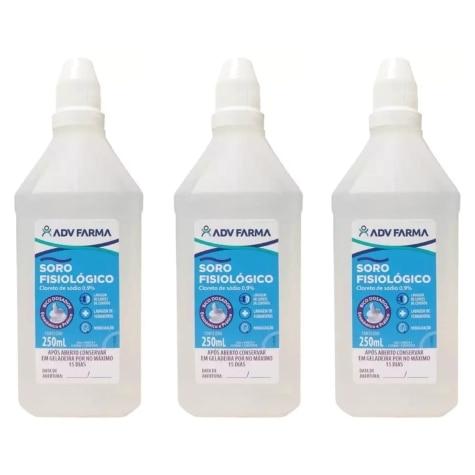 Kit 3 Unidades Soro Fisiológico ADV 0,9% 250ml - Imagem 1