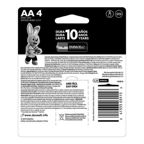 Pilha Alcalina Duracell AA Recarregável 4 Unidades - Imagem 5