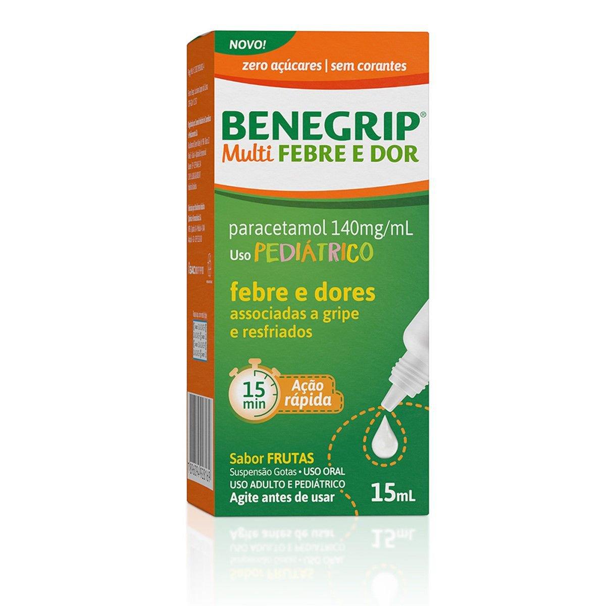 Benegrip Multi Febre e Dor Sabor Frutas Suspensão Gotas 15ml - Imagem 1