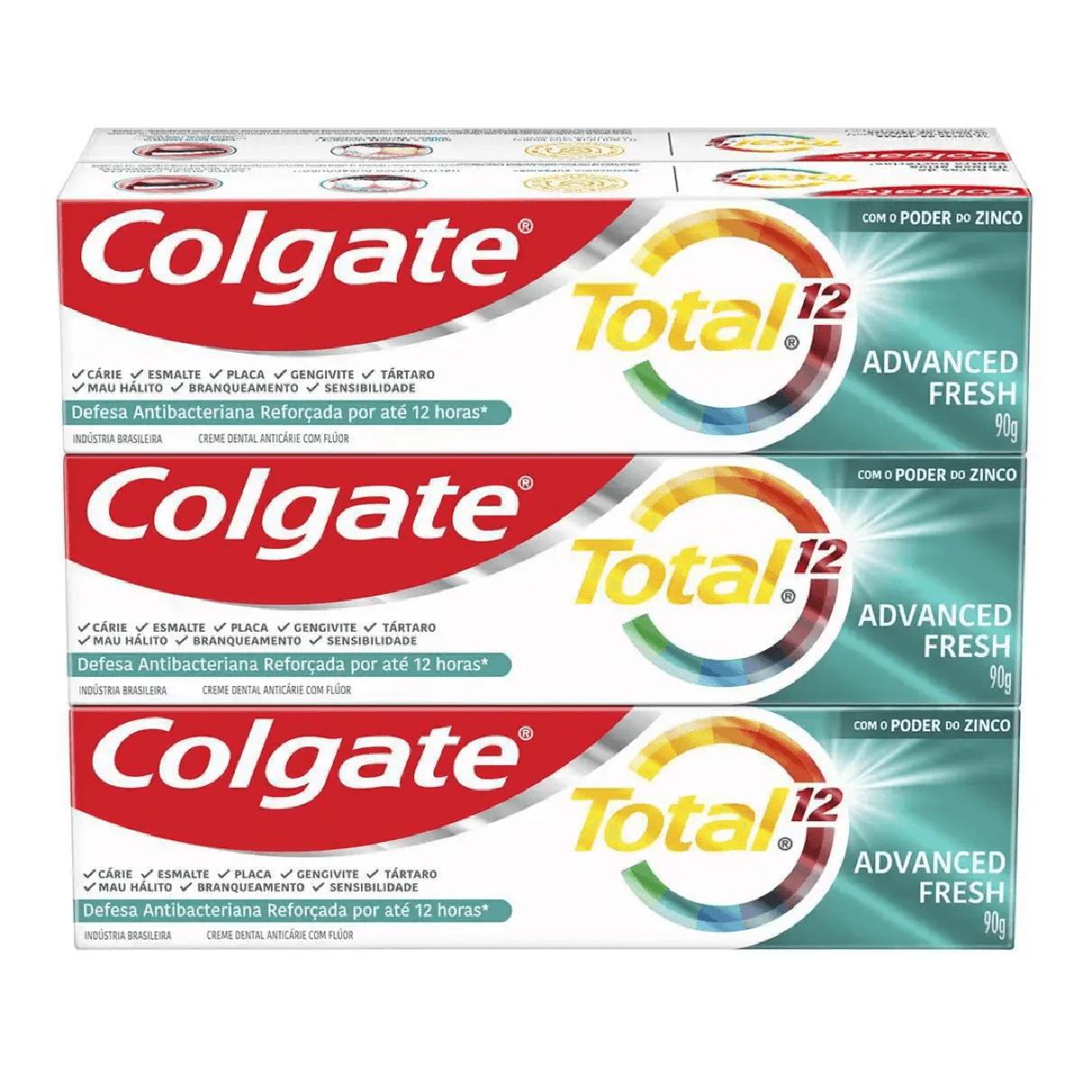 Creme Dental Colgate Total 12 Whitening + Advanced Fresh 90g 6 unidades - Imagem 1