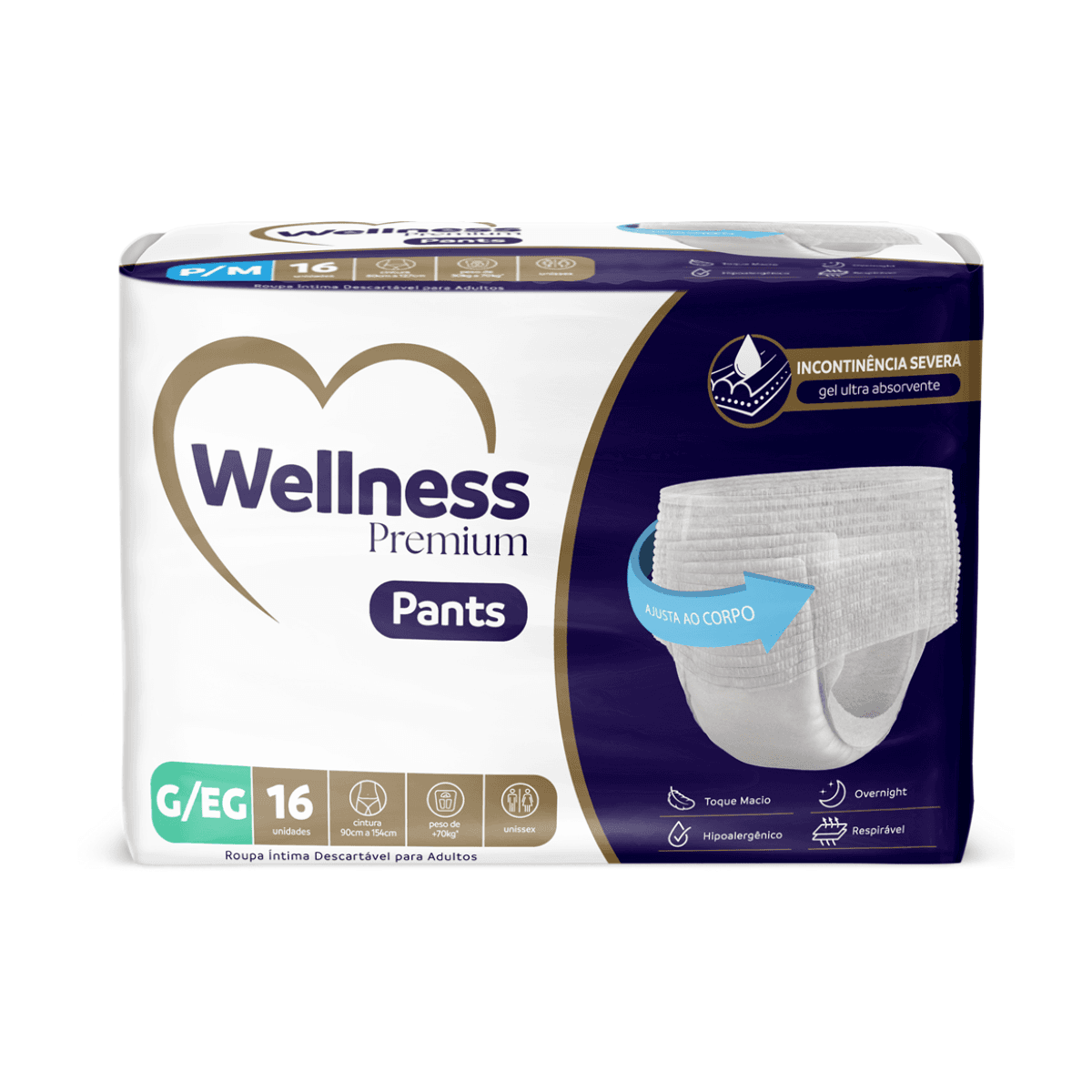 Fralda Geriátrica Wellness Pants Jumbo G/EG 16 Unidades - Imagem 1