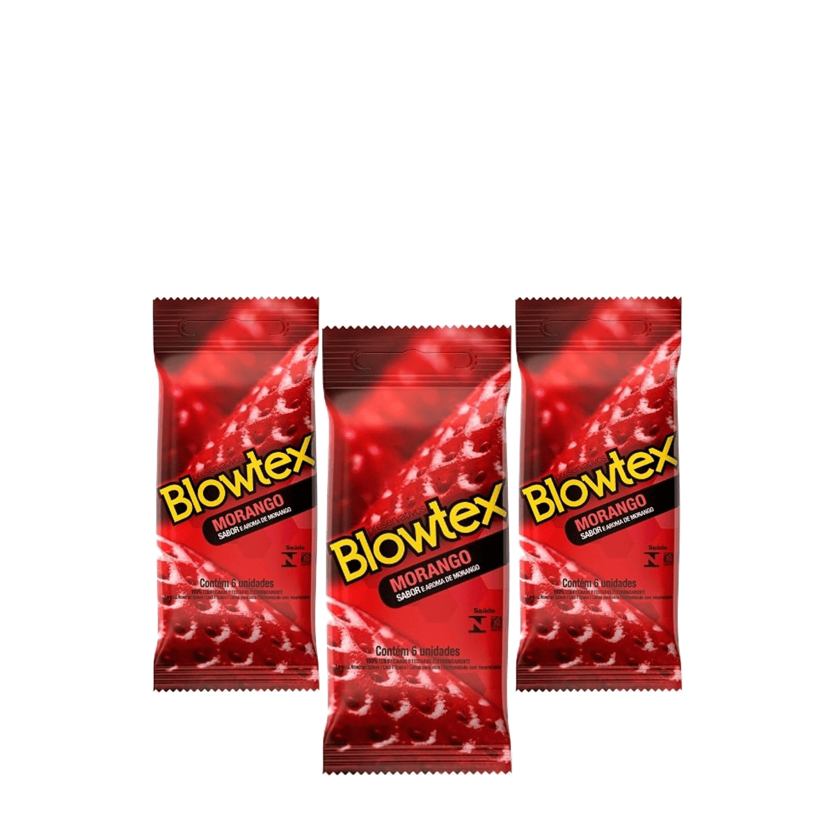 3 Unidades de Preservativo Blowtex Morango 6 Unidades - Imagem 1