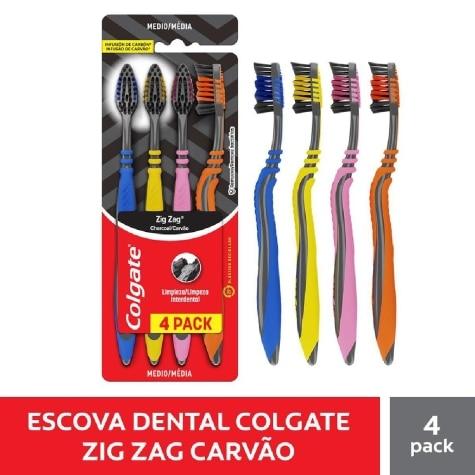 Escova Dental Colgate Zigzag Carvão 4 Unidades - Imagem 4