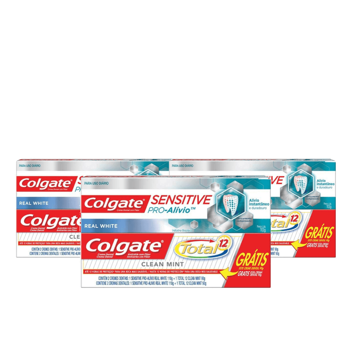Kit 3 Unidades Creme Dental Colgate Pro-Alivio Branqueador 110g Grátis Creme Dental - Imagem 1