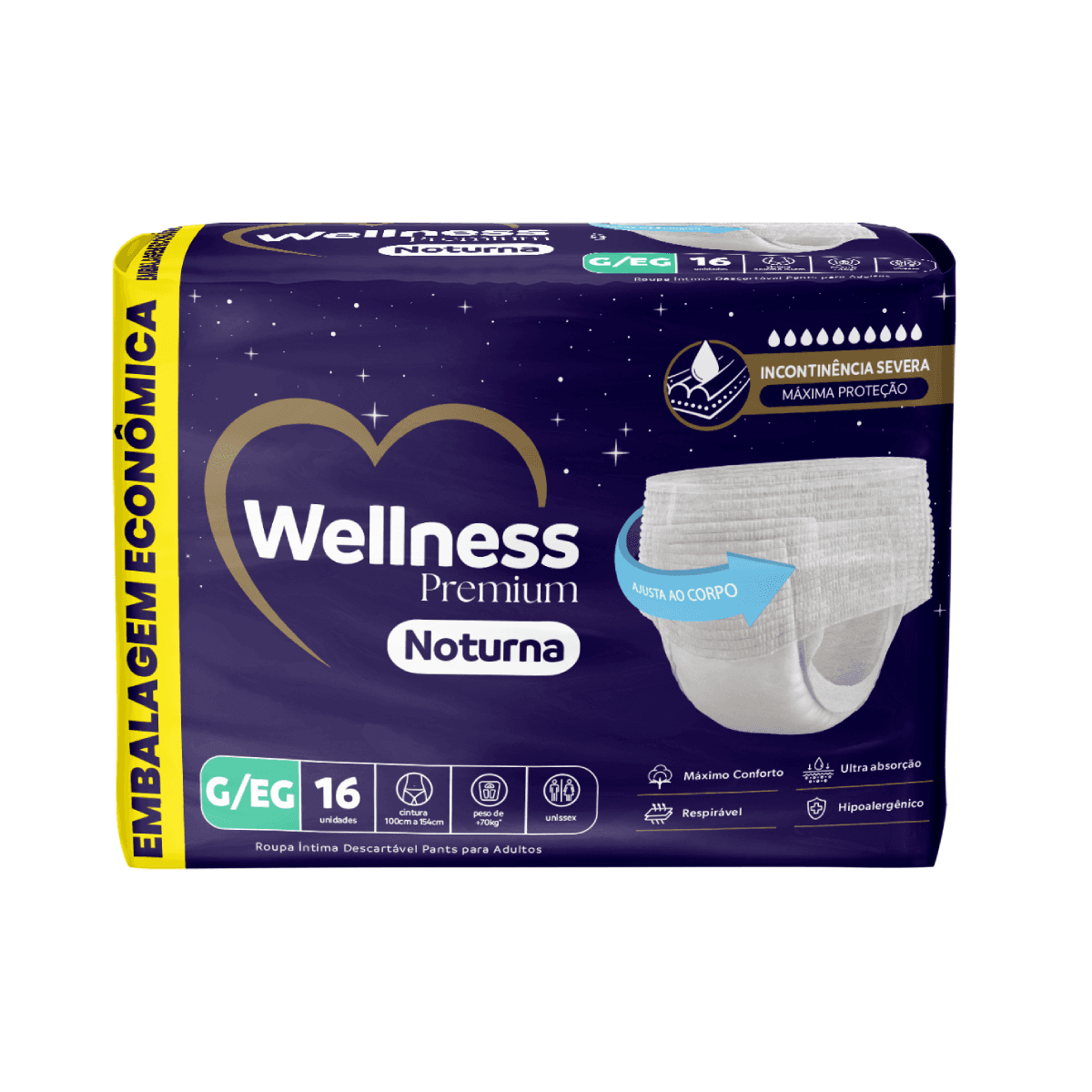 Fralda Geriátrica Wellness Not Pants Jumbo G/EG 16 Unidades - Imagem 1