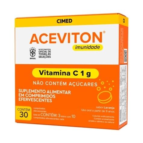 Aceviton 1g Sabor Laranja 30 Comprimidos Efervescentes - Imagem 1