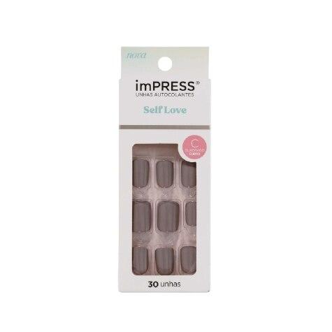 Unhas Postiças Autocolantes Impress Self Love Cor Extra Curta Quadrado 30 Unidades - Imagem 1