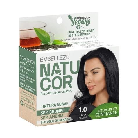 Tintura Natucor Embelleze Sem Amônia 1.0 Preto Natural 18g - Imagem 1