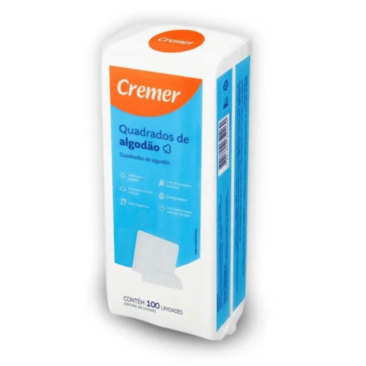 Algodão quadrado bebê Cremer Sem Perfume 100 unidades - Imagem 1