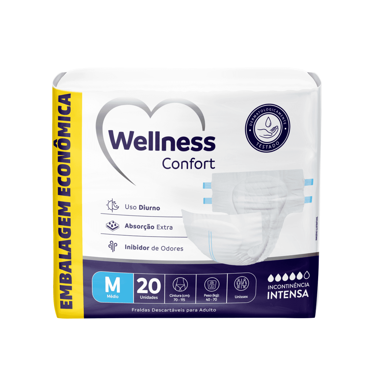 Fralda Geriátrica Wellness Confort Jumbo M 20 Unidades - Imagem 1