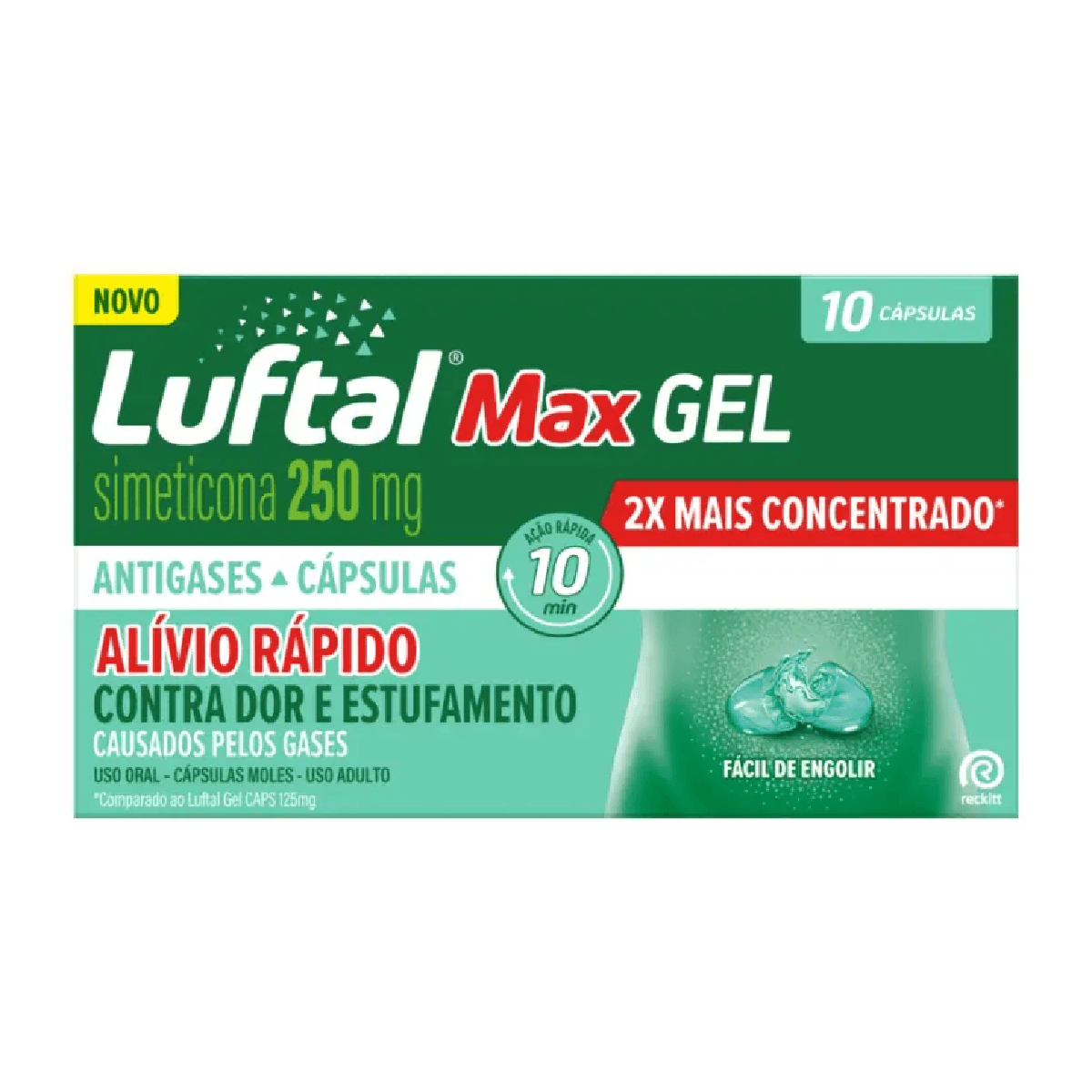 Luftal Max Gel 250mg 10 Cápsulas - Imagem 1