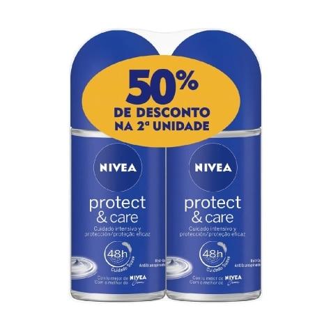 Kit Desodorante Roll-on Nivea Protect & Care 48h 50ml 50% de Desconto 2ª Unidade - Imagem 1