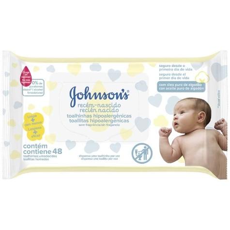 Lenços Umedecidos Johnson's & Johnson's Baby Recém Nascido Sem Álcool 48 Unidades - Imagem 1