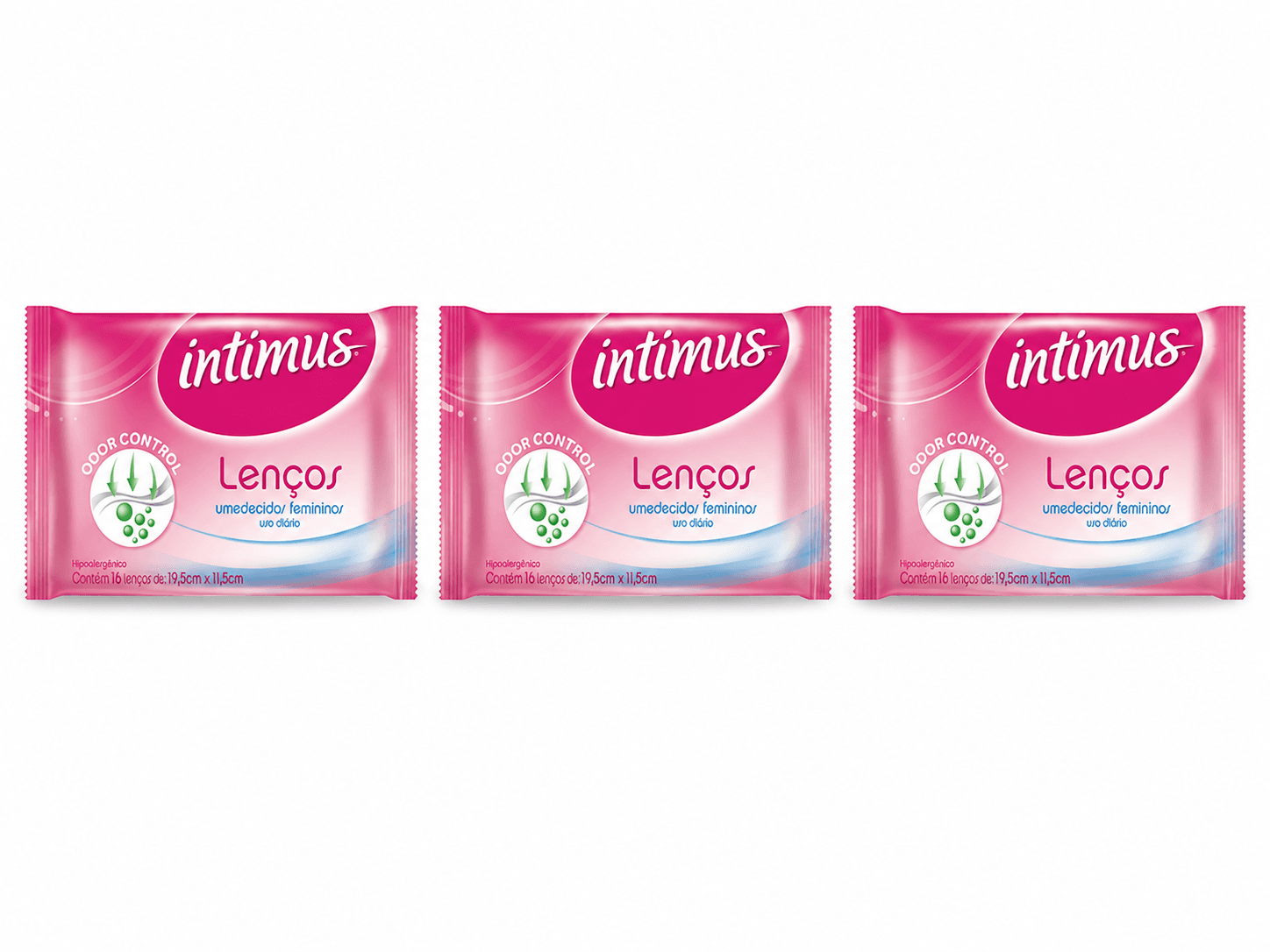 Kit 3 Unidades Lenços Umedecidos Feminino Intimus 16 Unidades - Imagem 1