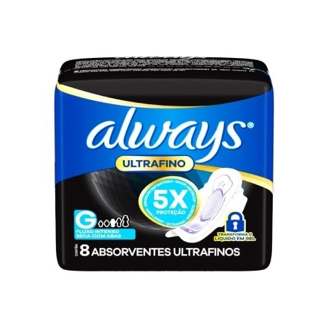 Absorvente Noturno Seca com Abas Always Ultrafino G 8 Unidades - Imagem 1