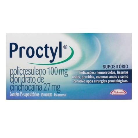 Proctyl 100mg + 27mg 15 Supositórios - Imagem 1