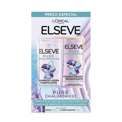 Kit L'Oréal Paris Elseve Pure Hialurônico Shampoo 375ml + Condicionador 170ml - Imagem 1