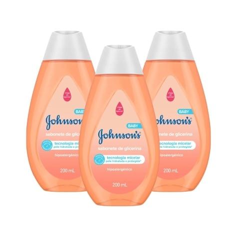 Kit 3 Unidades Sabonete Líquido Johnson's Baby Glicerina 200ml - Imagem 1
