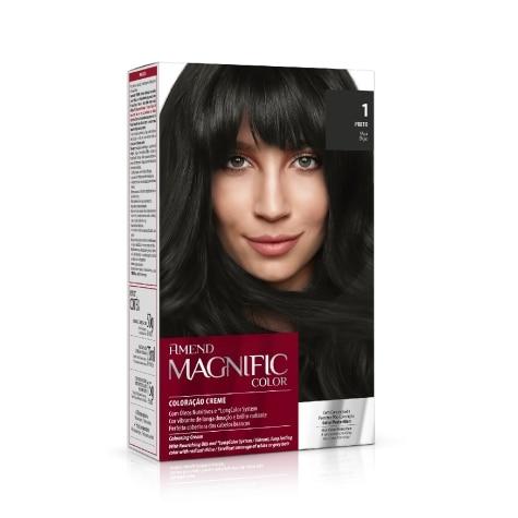 Tinta de Cabelo Permanente Amend Magnific Color Creme - 1 Preto - Imagem 1
