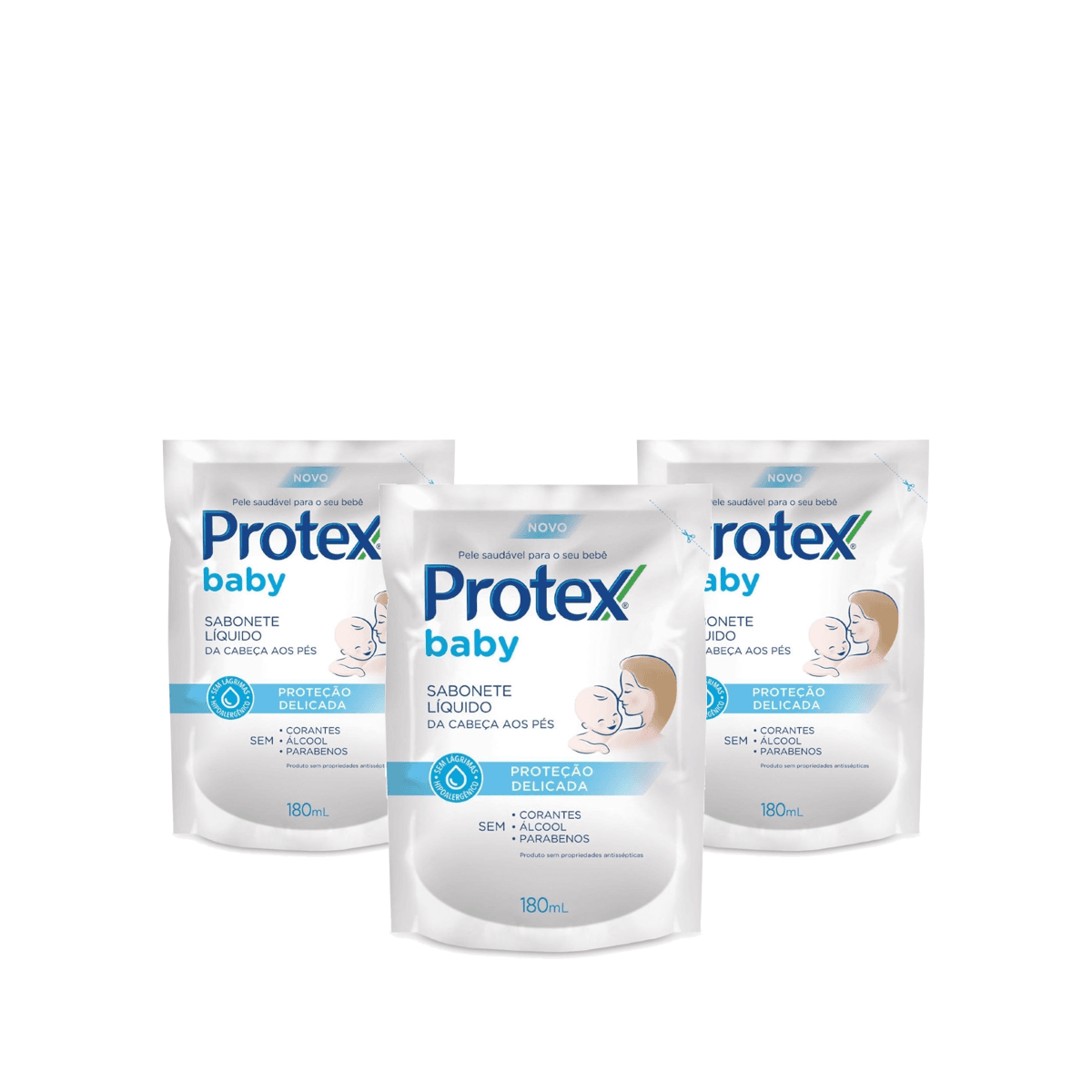 Kit 3 Unidades Sabonete Líquido Protex Baby Proteção Delicada Refil 180ml - Imagem 1
