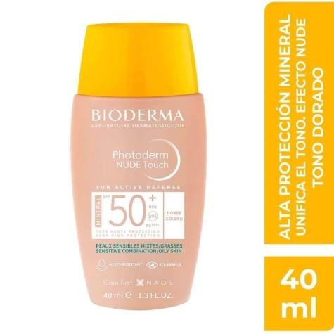 Protetor Solar Facial Bioderma Photoderm Nude Touch FPS50+ Cor Dourado 40ml - Imagem 2