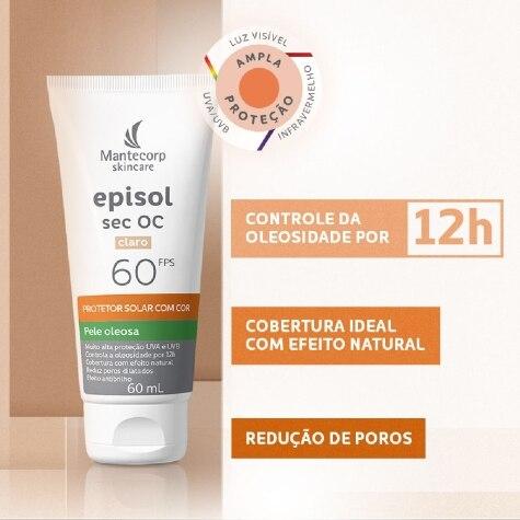 Protetor Solar Facial Episol Sec OC FPS60 Pele Oleosa Cor Claro 60ml - Imagem 3