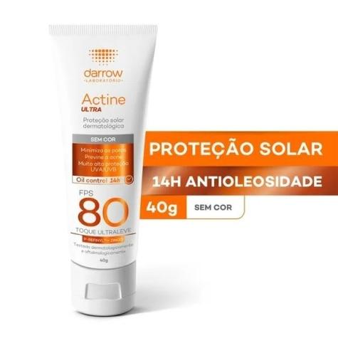 Protetor Solar Facial Actine Ultra FPS80 Incolor 40g - Imagem 1