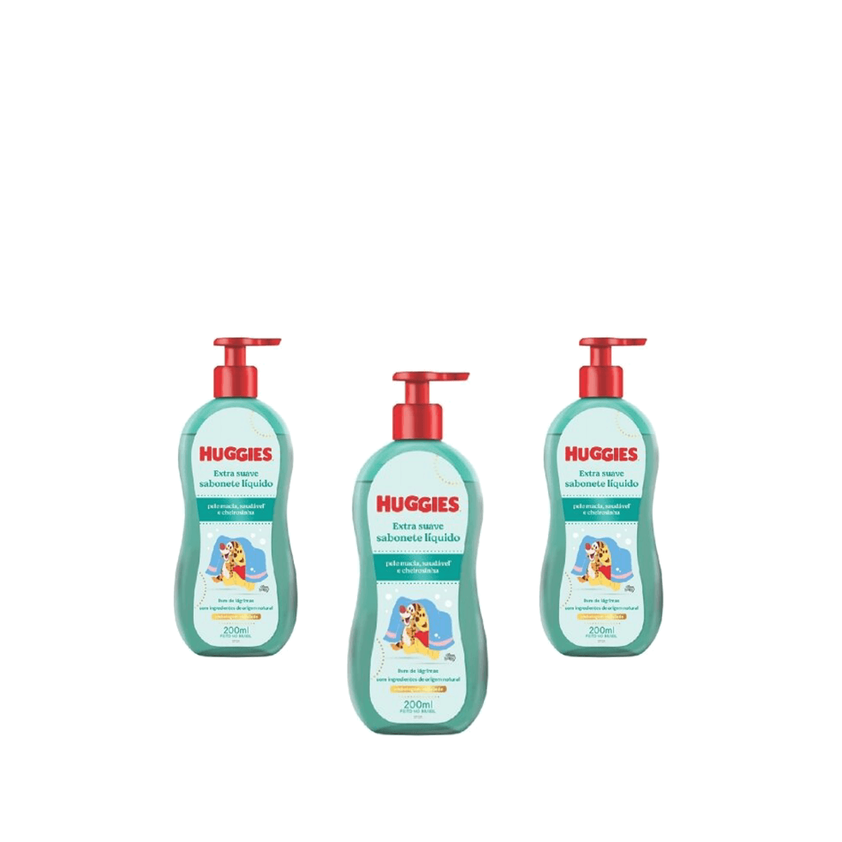 Kit 3 Unidades Sabonete Líquido Huggies Extra Suave da Cabeça aos Pés 200ml - Imagem 1