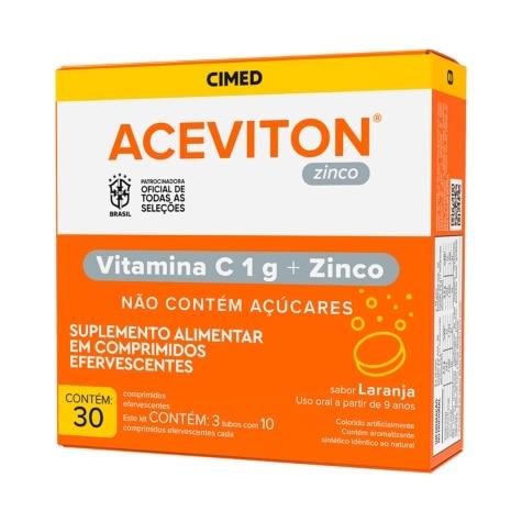 Aceviton Zinco Sabor Laranja 30 Comprimidos Efervescentes - Imagem 1
