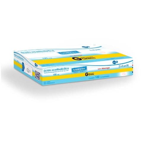 Ácido Acetilsalicílico Infantil 100mg 100 Comprimidos EMS Genérico - Imagem 1