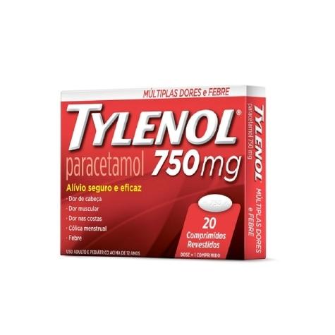 Tylenol 750mg 20 Comprimidos Revestidos - Imagem 1