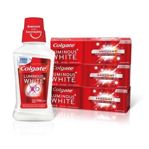 Kit Creme Dental Colgate Luminous White 3 Unidades 70g + Enxaguante Bucal - Imagem 6