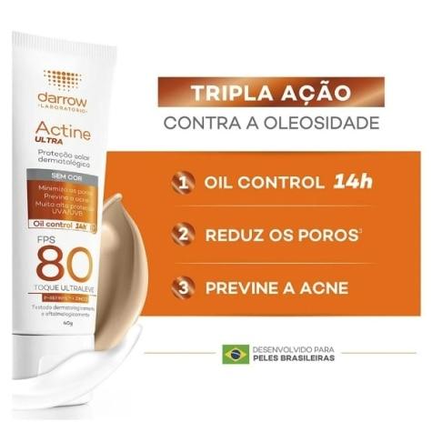 Protetor Solar Facial Actine Ultra FPS80 Incolor 40g - Imagem 3