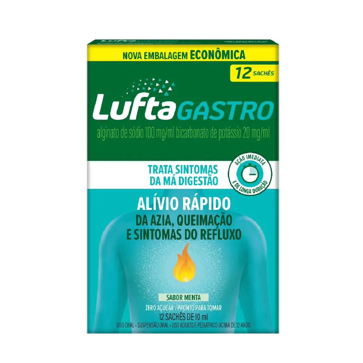 Luftagastropro 100mg + 20mg Suspensão Oral 12 Sachês 10ml