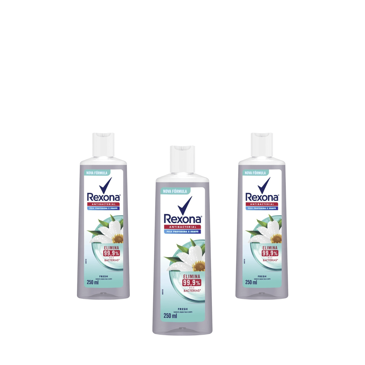 Kit 3 Unidades Sabonete Líquido Rexona Antibacterial Fresh 250ml - Imagem 1